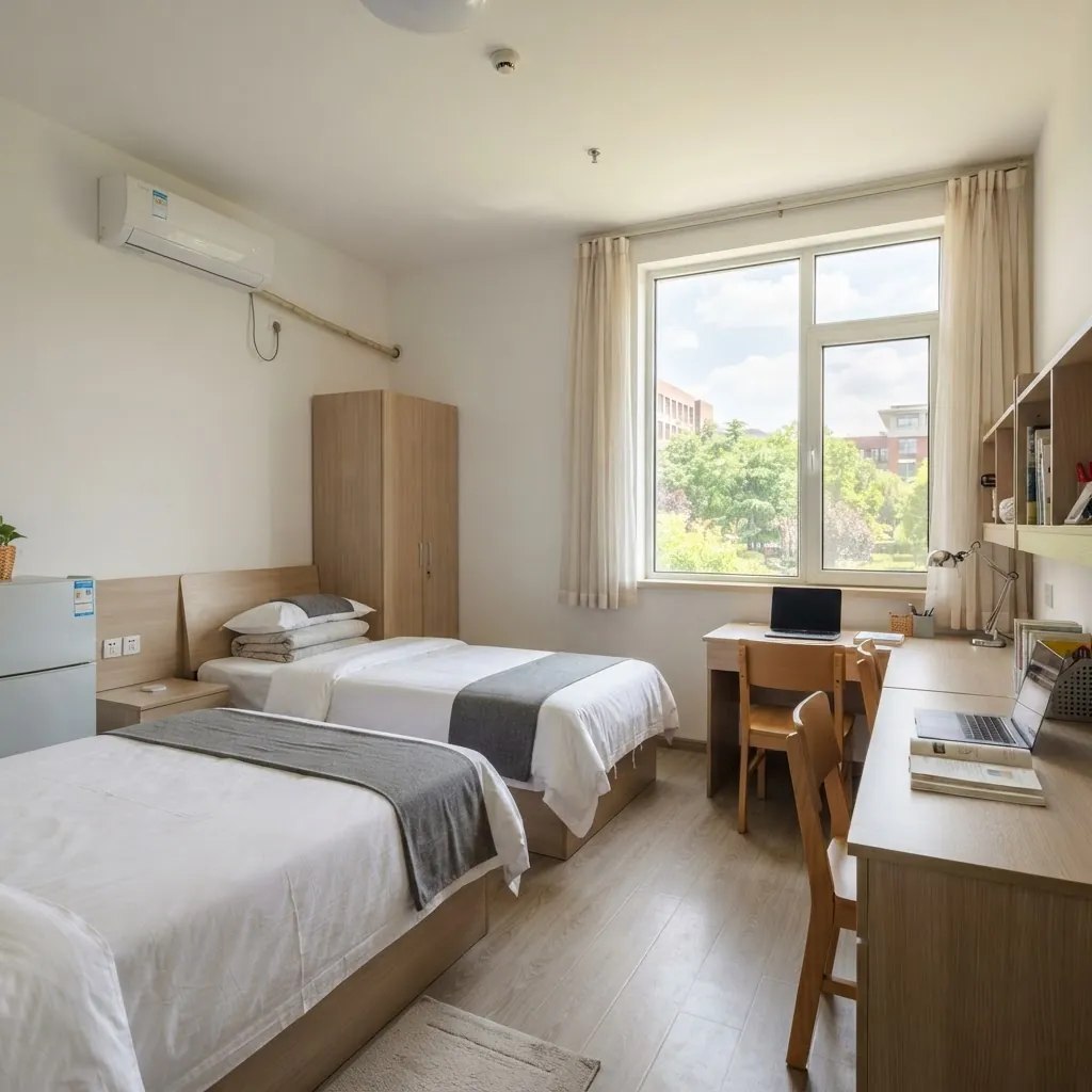 International student dormitory room at Beijing Forestry University