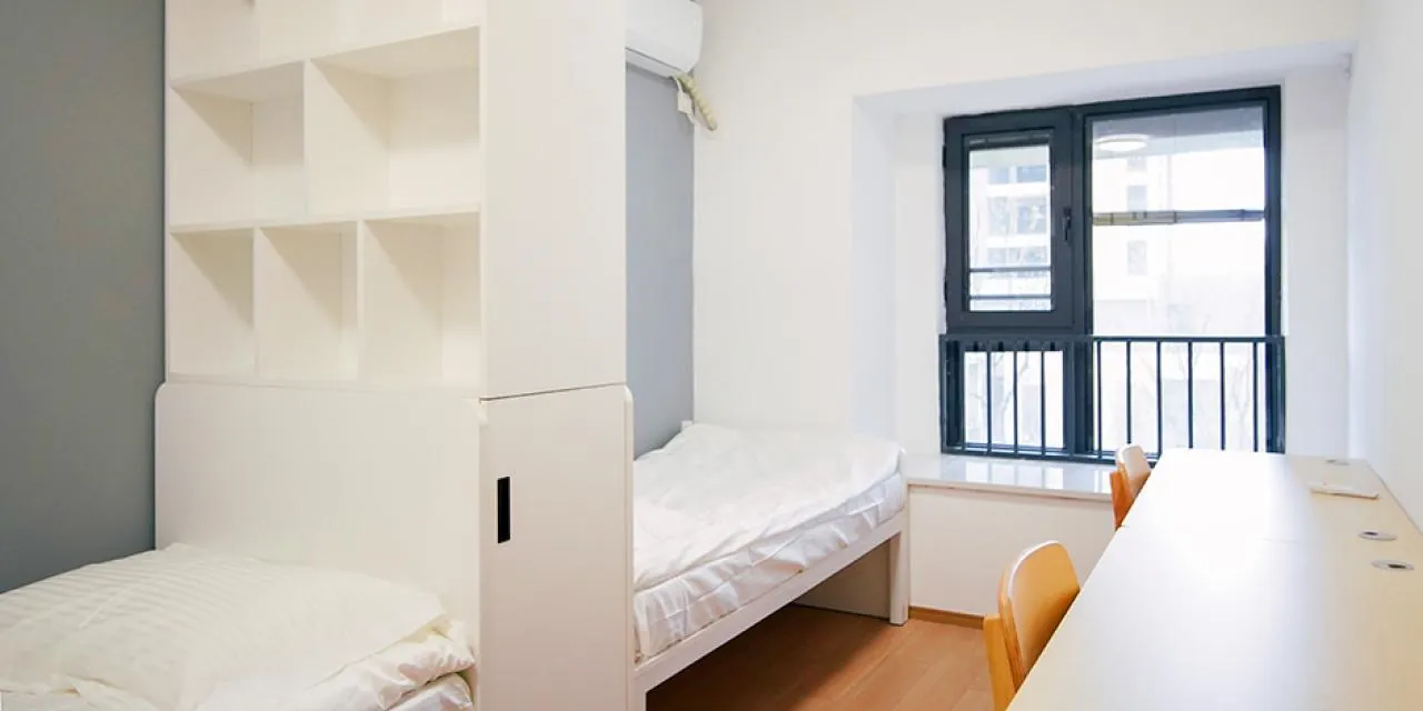 Student residence hall room at New York University Shanghai